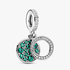 Sparkling Green Disc Double Dangle Charm Sparkling Green Disc Double Dangle Charm