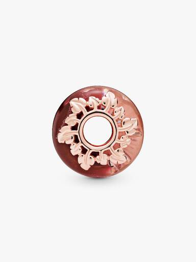 Pink Murano Glass & Leaves Charm