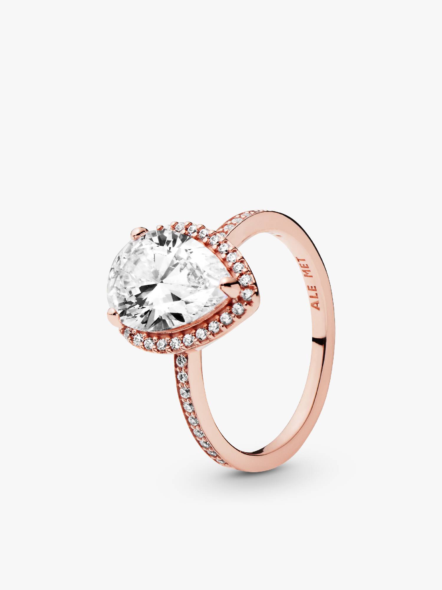14k Rose gold-plated ring with clear cubic zirconia