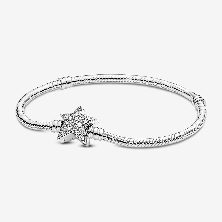 Pandora Moments Asymmetric Star Clasp Snake Chain Bracelet image number 0