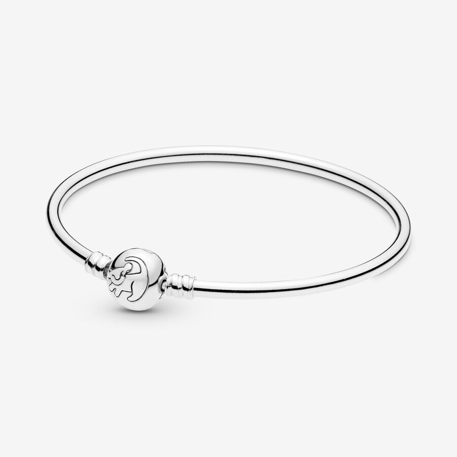 Disney Simba silver bangle with golden coloured cubic zirconia image number 0