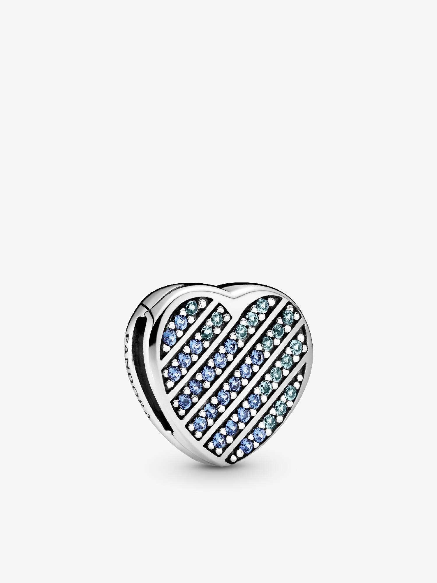 Blue Pavé Heart Clip Charm