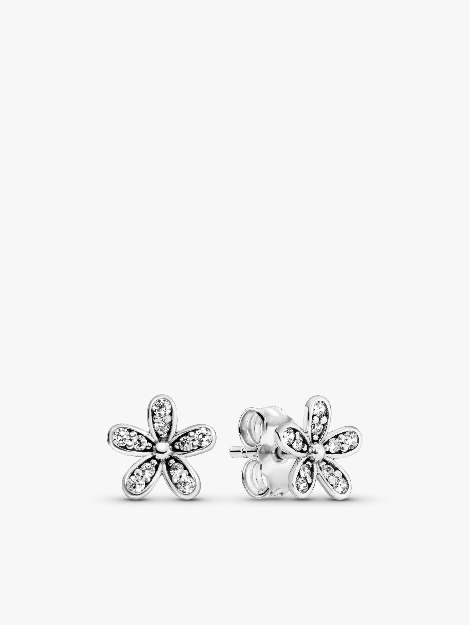 Daisy silver stud earrings with cubic zirconia