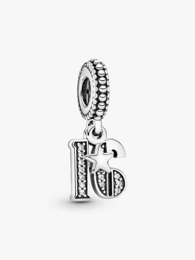 16 silver dangle with clear cubic zirconia