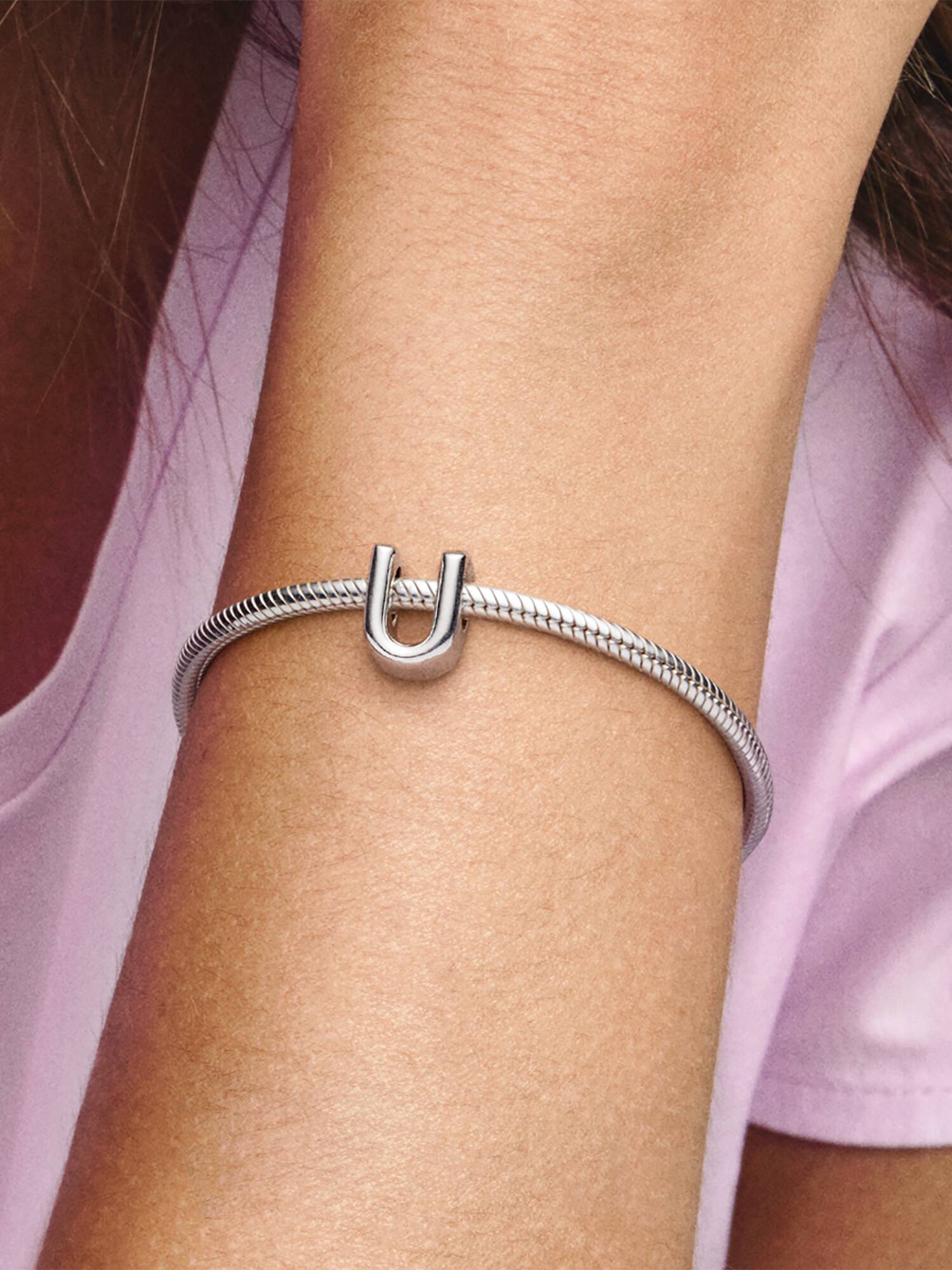 Letter U silver charm