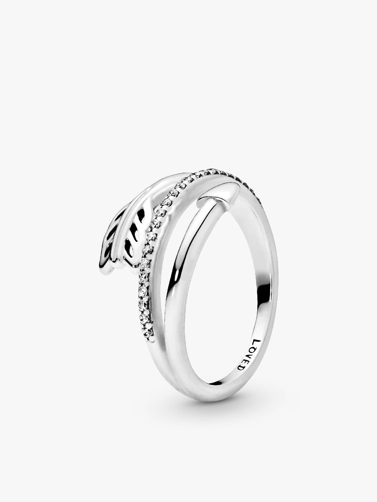 Arrow silver ring with clear cubic zirconia