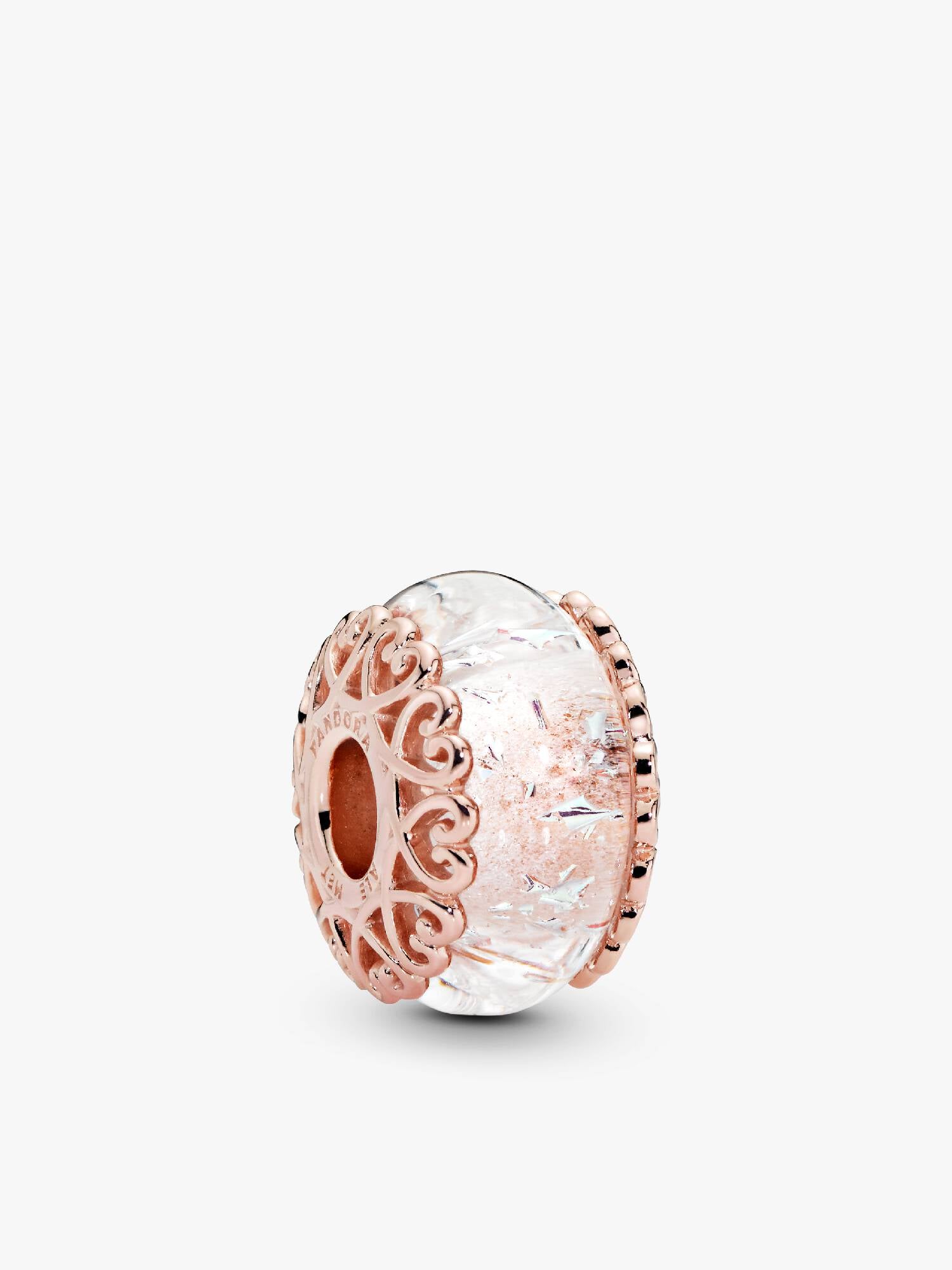 14k Rose gold-plated charm with iridescent and transparent Murano glass