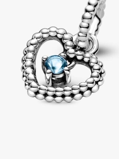 Aqua Blue Beaded Heart Dangle Charm