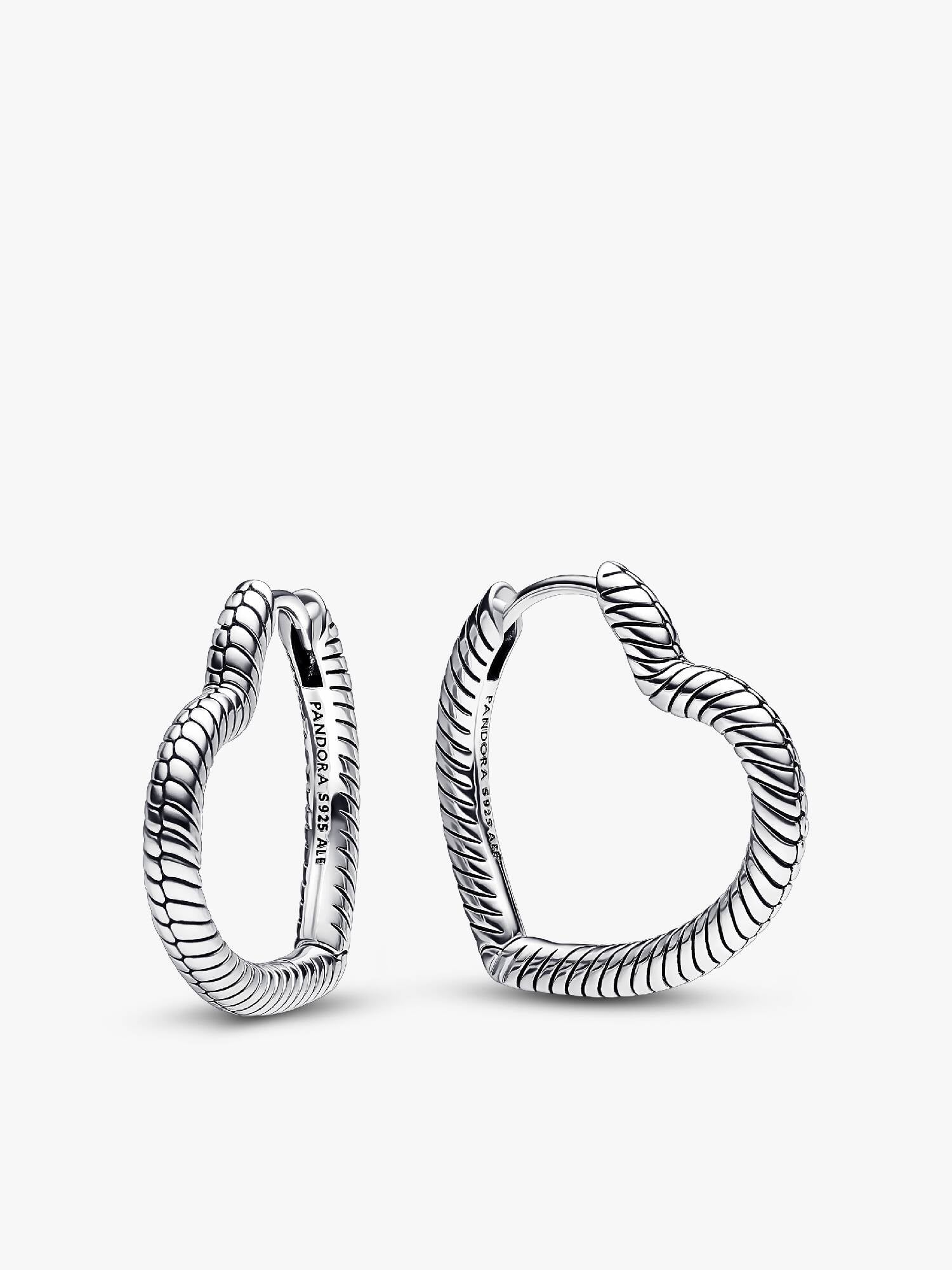 Pandora Moments Heart Charm Hoop Earrings