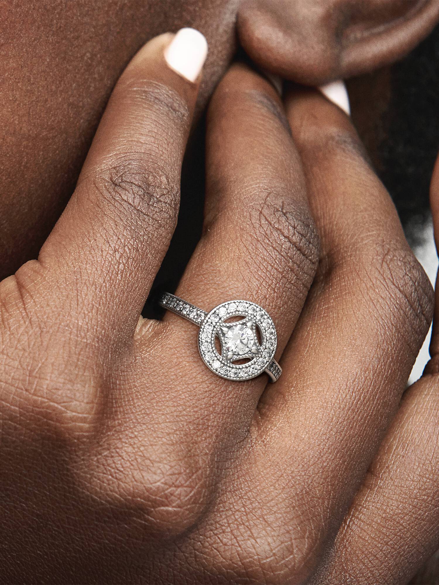 Silver ring with clear cubic zirconia