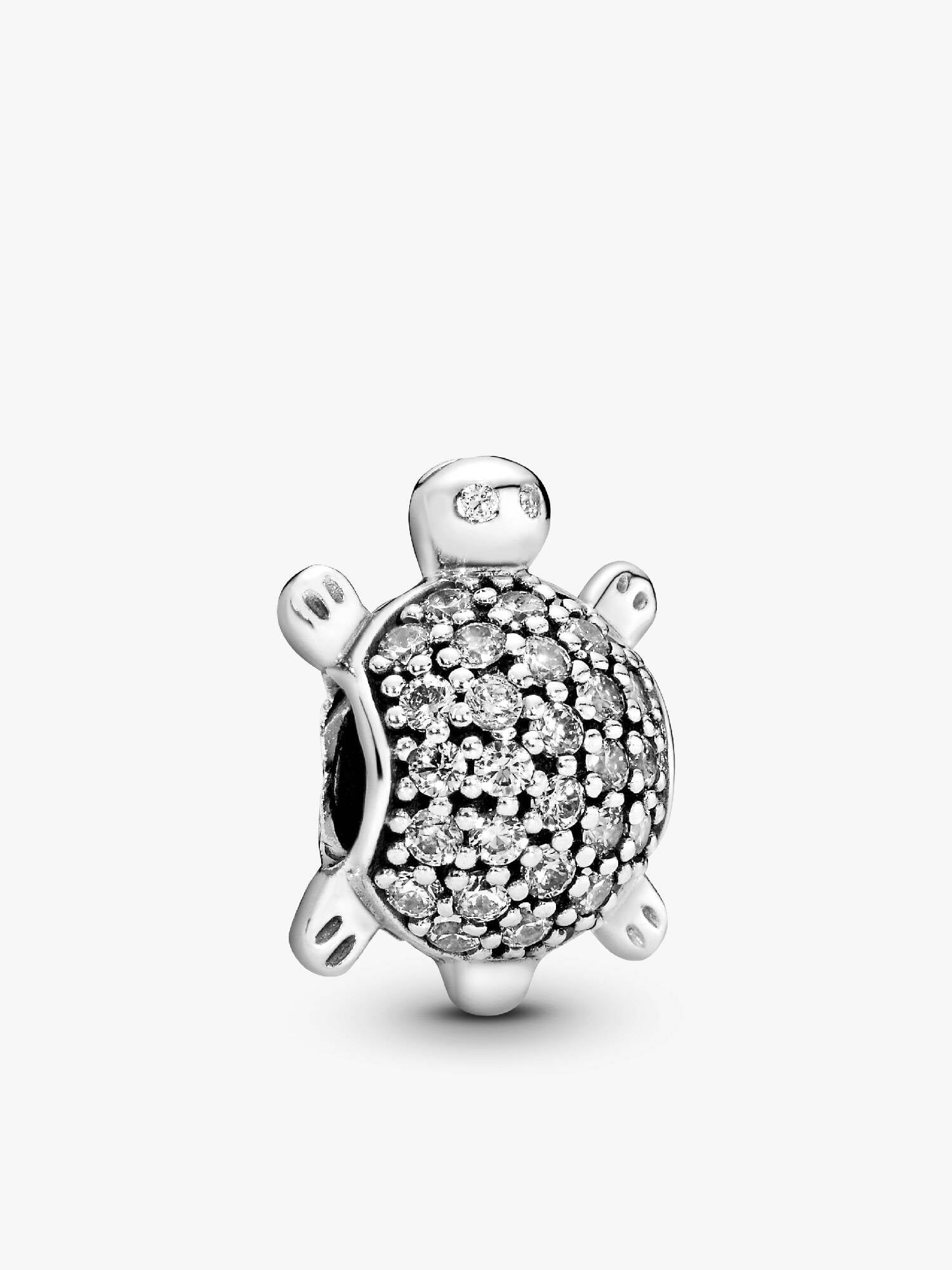 Turtle silver charm with cubic zirconia
