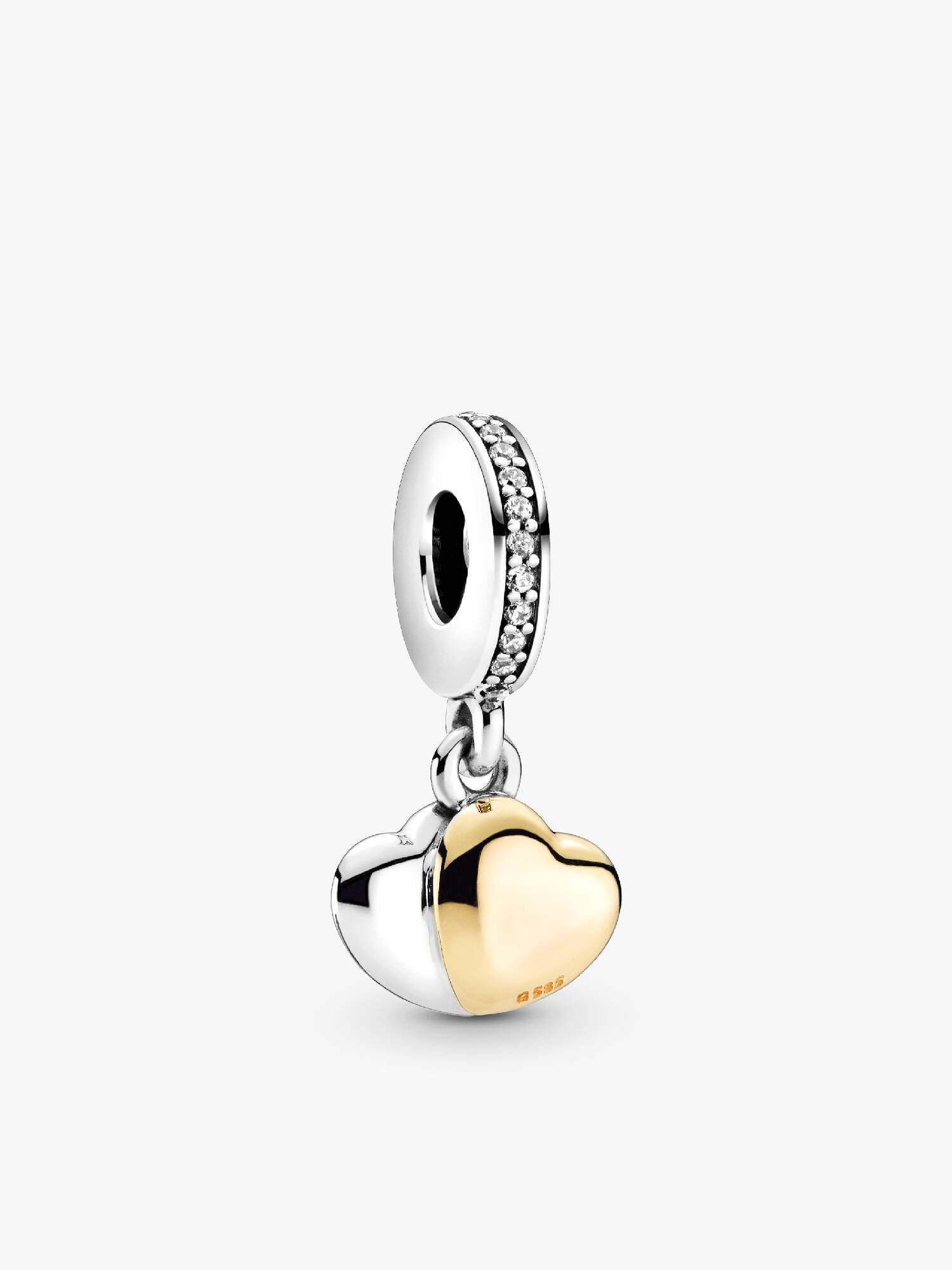 Two-Tone Double Heart Dangle Charm