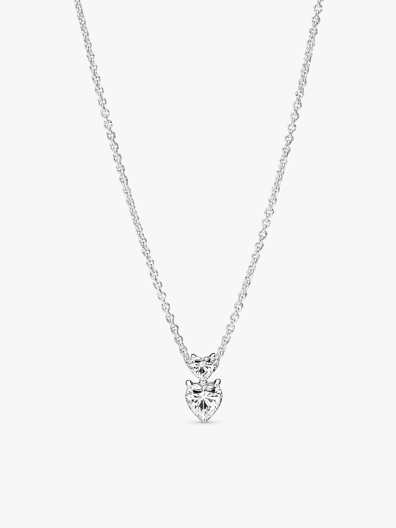 Double Heart Pendant Sparkling Collier Necklace