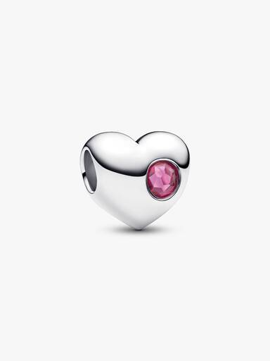 Engravable Pink Stone Heart Charm