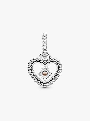 Misty Rose Beaded Heart Dangle Charm