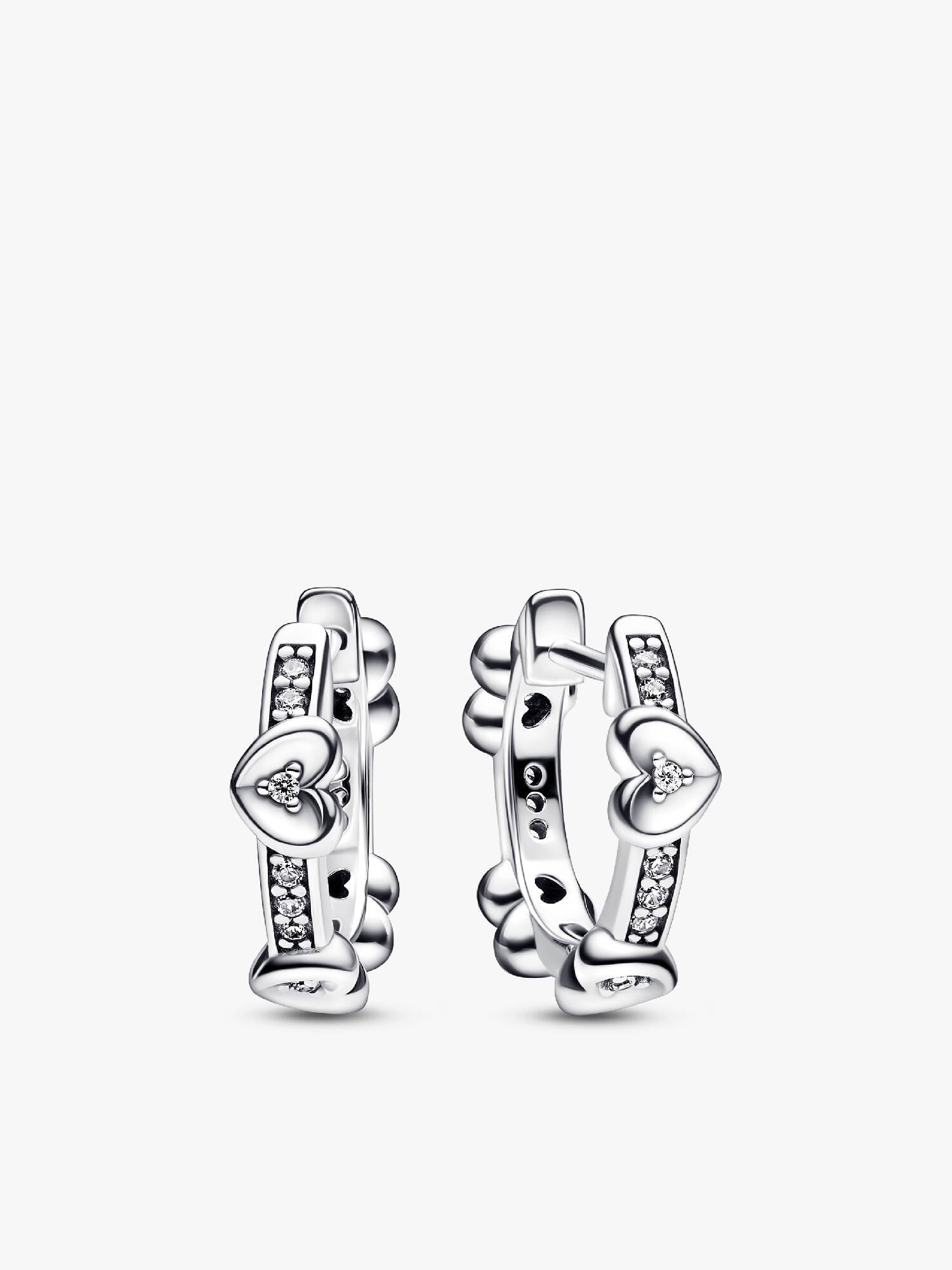 Radiant Sparkling Hearts Hoop Earrings
