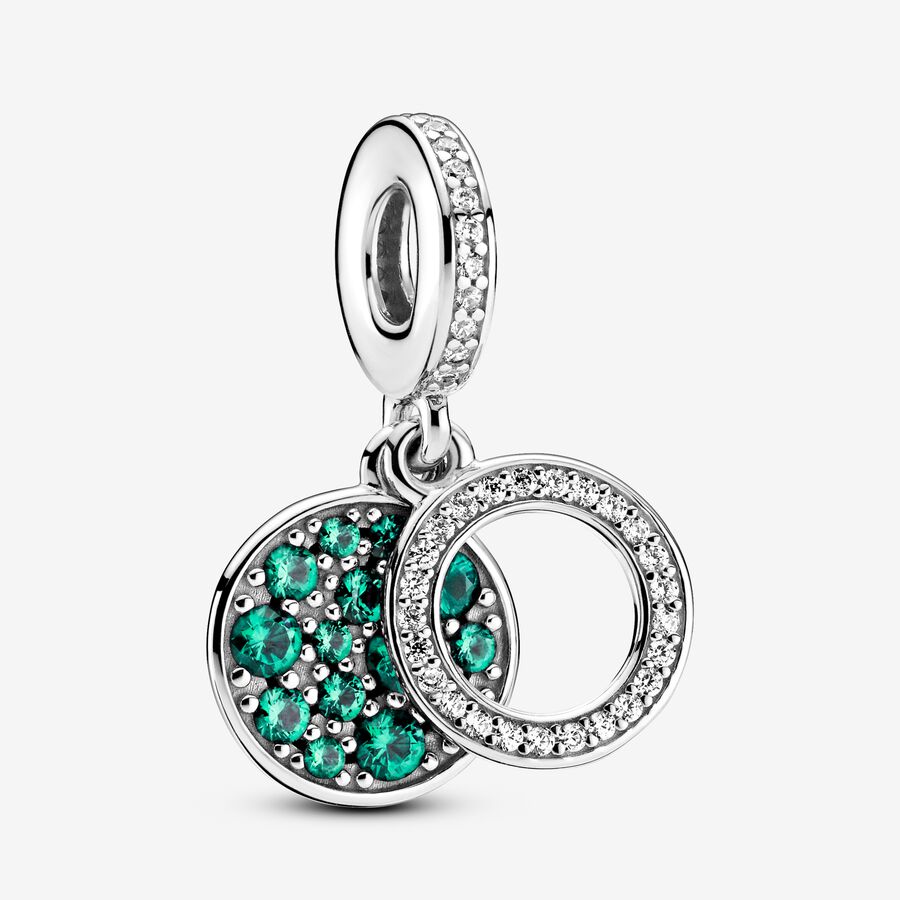 Sparkling Green Disc Double Dangle Charm image number 0