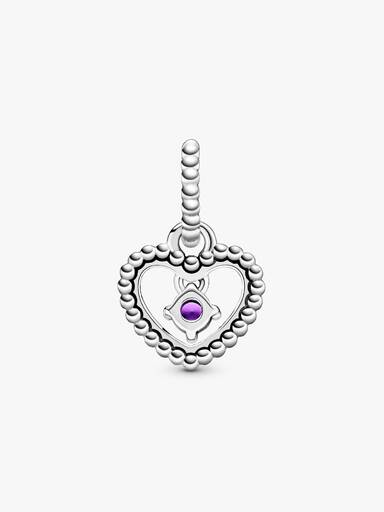 Purple Beaded Heart Dangle Charm