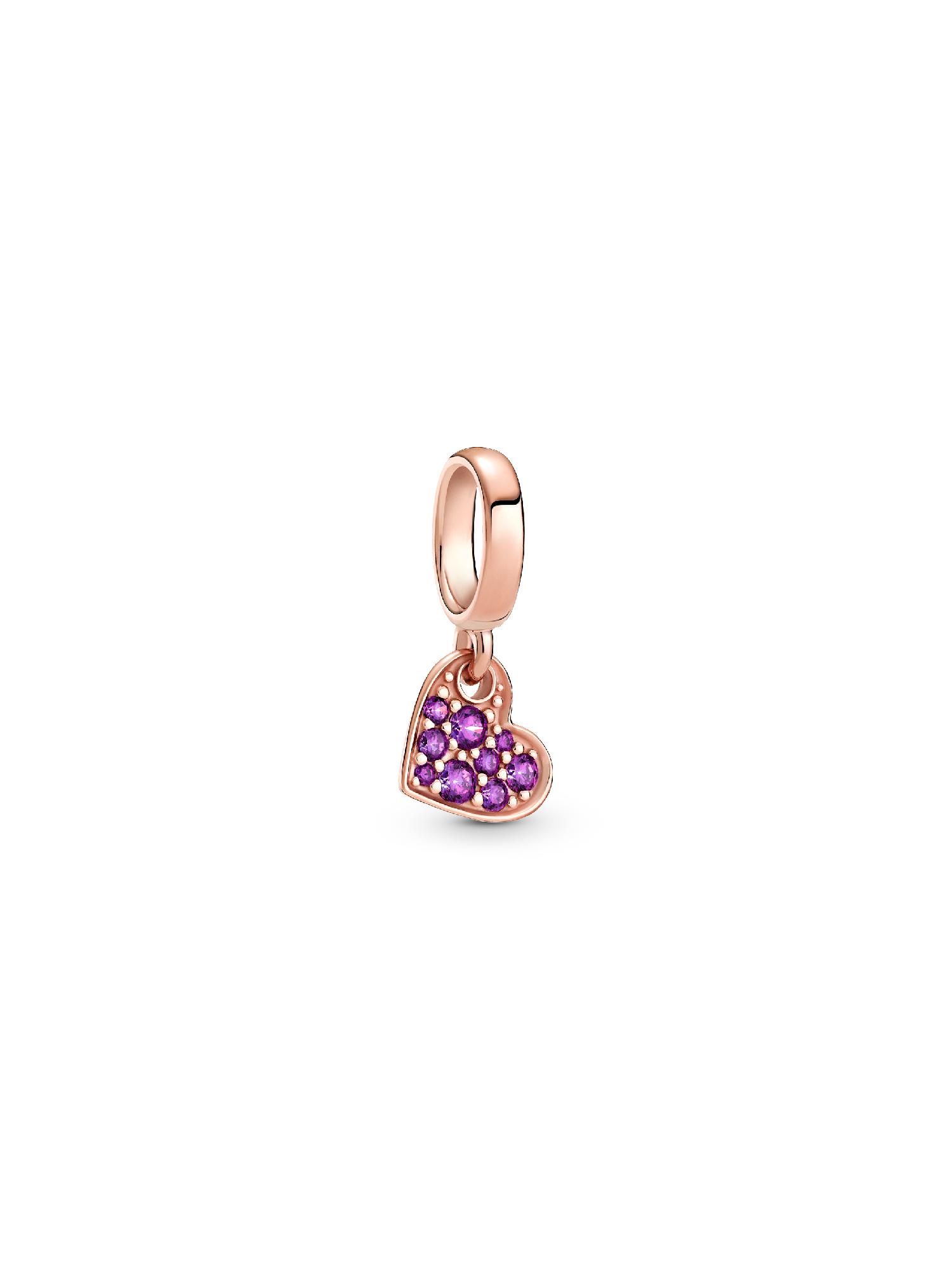 Royal Purple Pavé Tilted Heart Dangle Charm