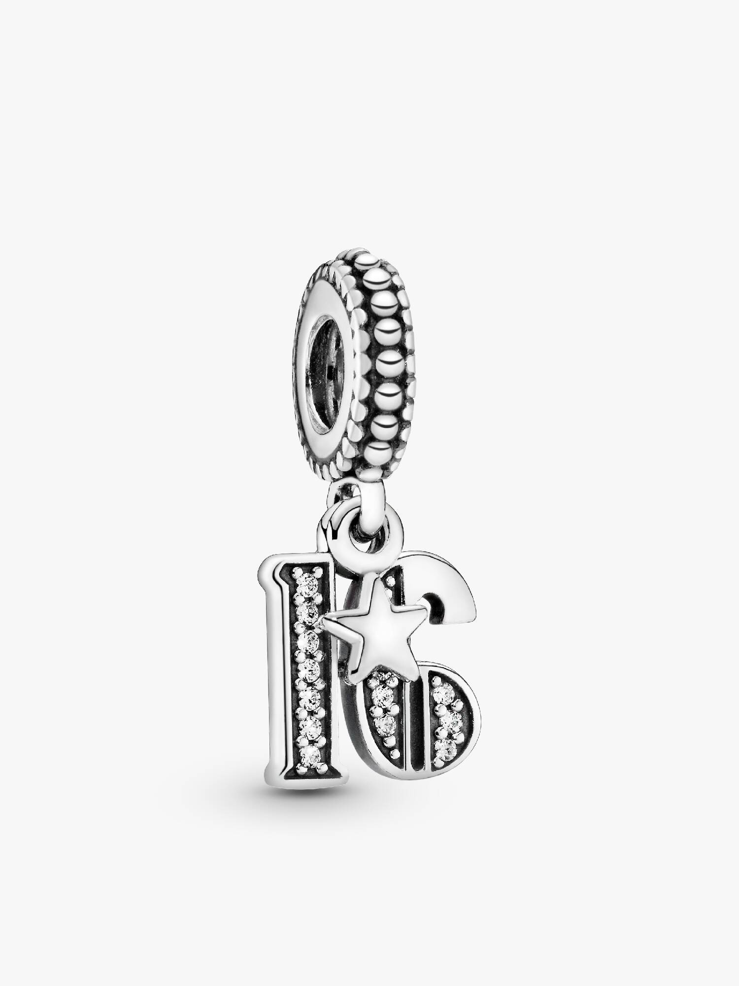 16 silver dangle with clear cubic zirconia