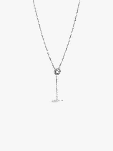 Pavé Circle Logo T-bar Heart Necklace