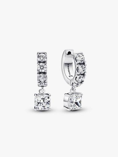 Pavé Dangle Hoop Earrings