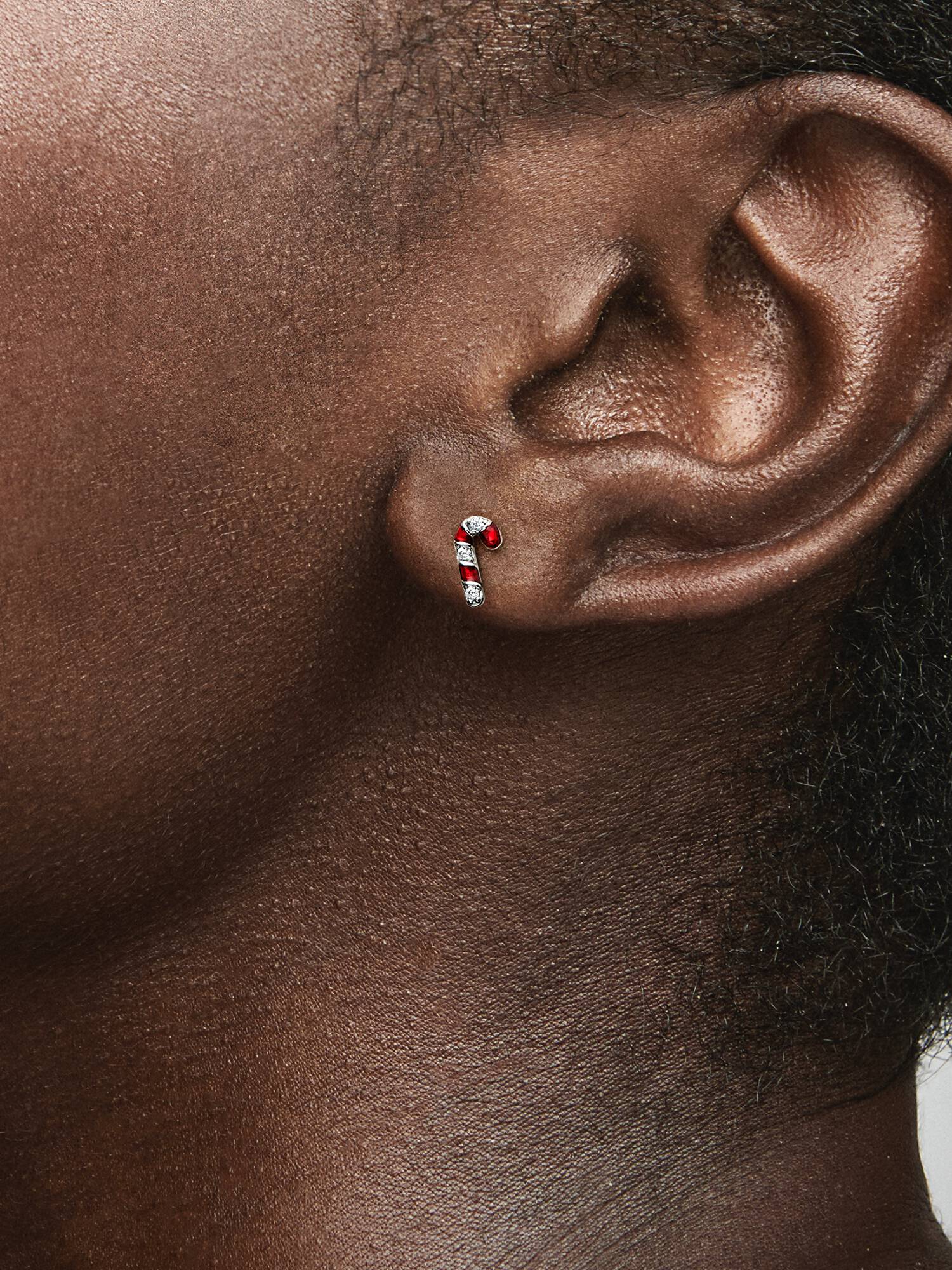 Sparkling Red Candy Cane Stud Earrings