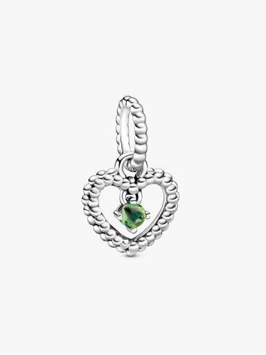 Spring Green Beaded Heart Dangle Charm