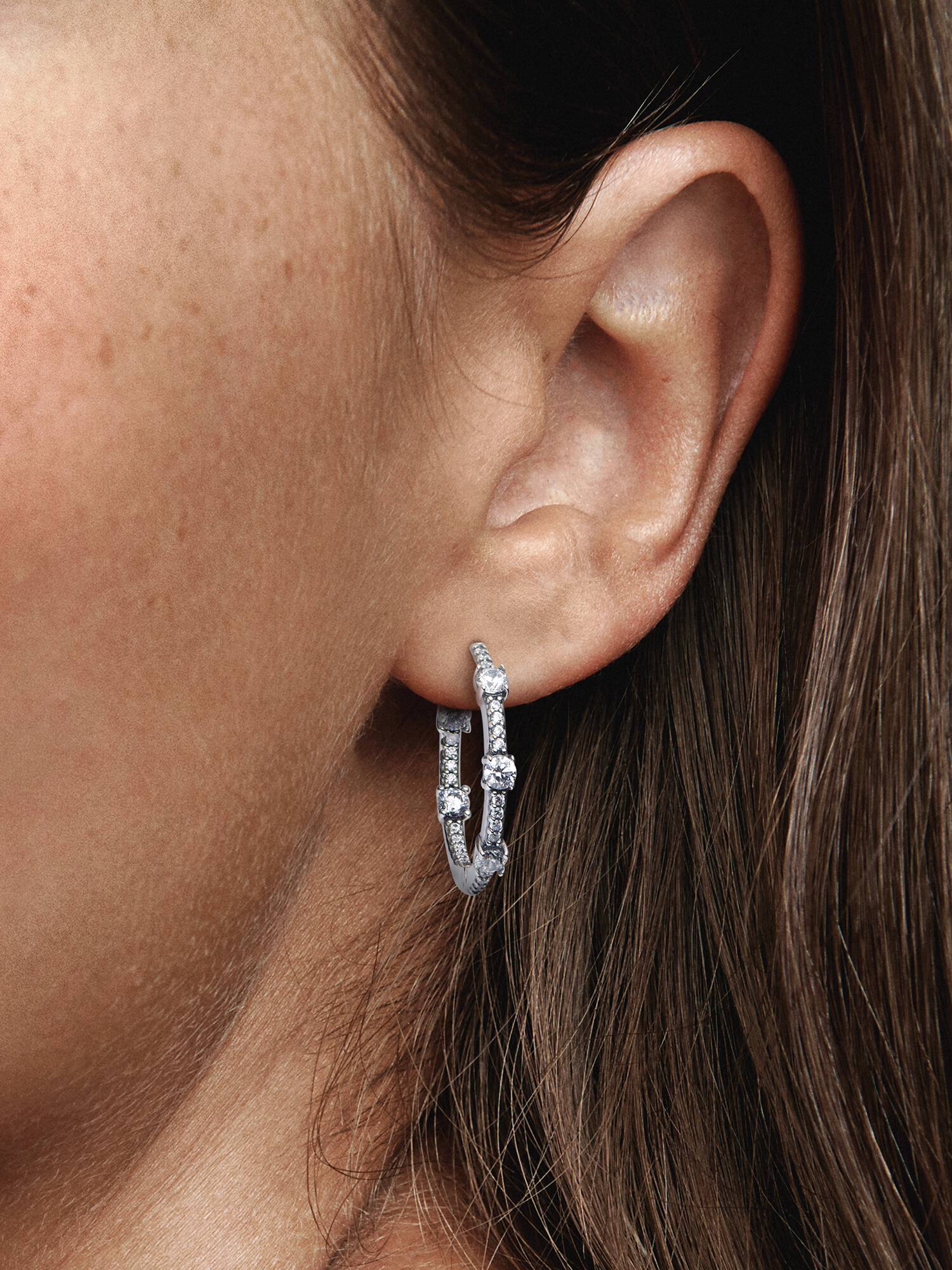 Sparkling Pavé Bars Hoop Earrings