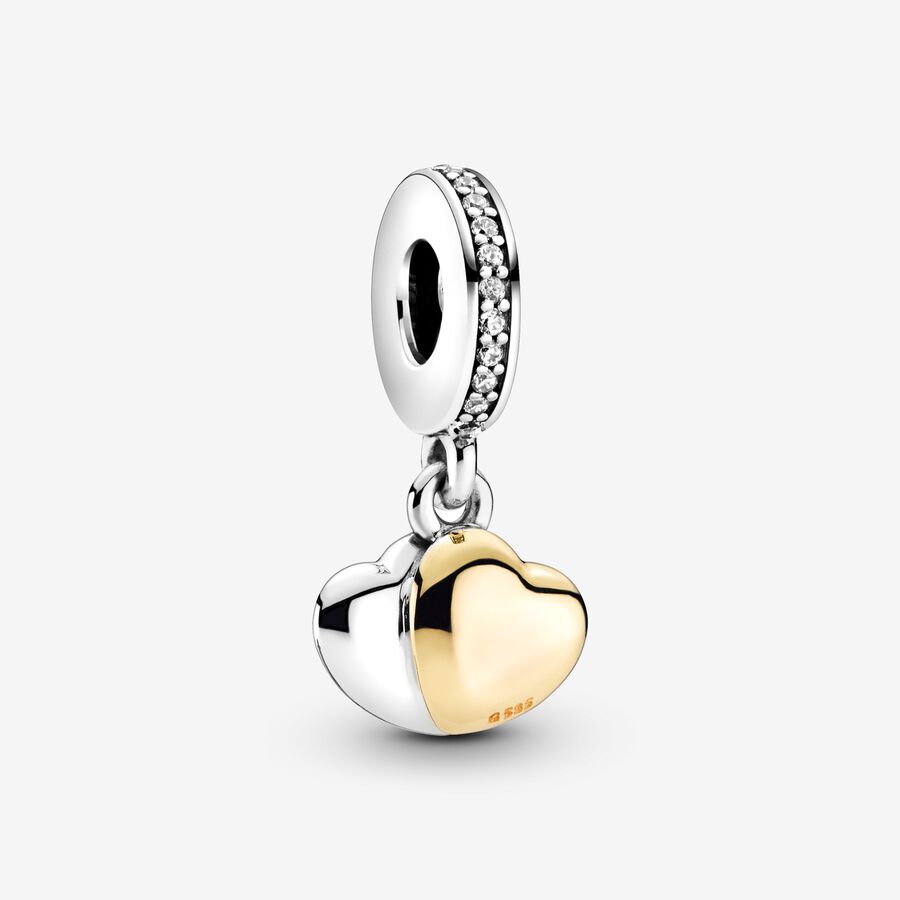 Two-Tone Double Heart Dangle Charm image number 0