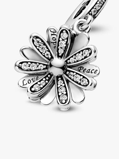 Daisy sterling silver dangle with clear cubic zirconia