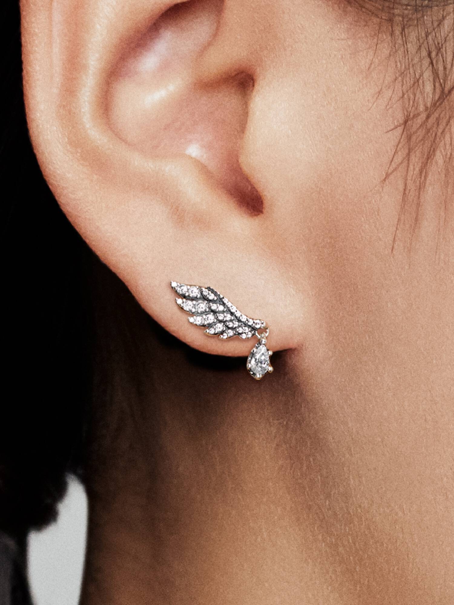 Dangling Angel Wing Stud Earrings
