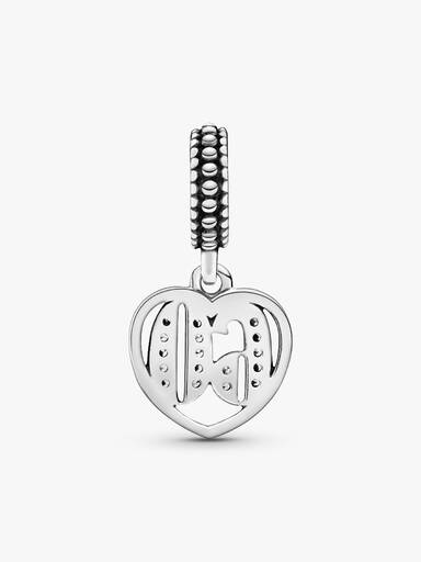 60 silver dangle with clear cubic zirconia