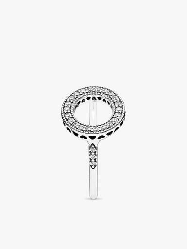 Silver ring with clear cubic zirconia