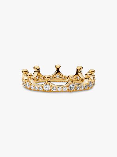 Crown 14k gold-plated ring with clear cubic zirconia