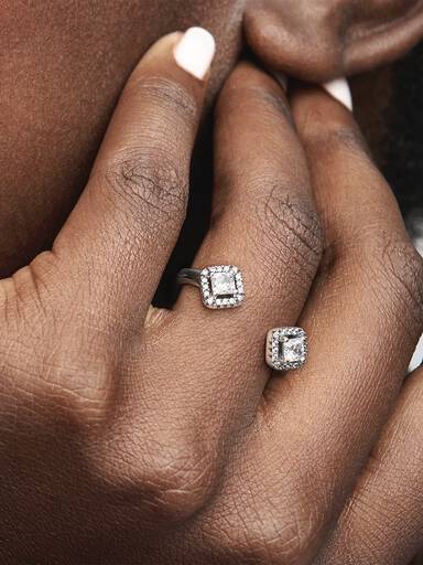 Square Sparkle Open Ring
