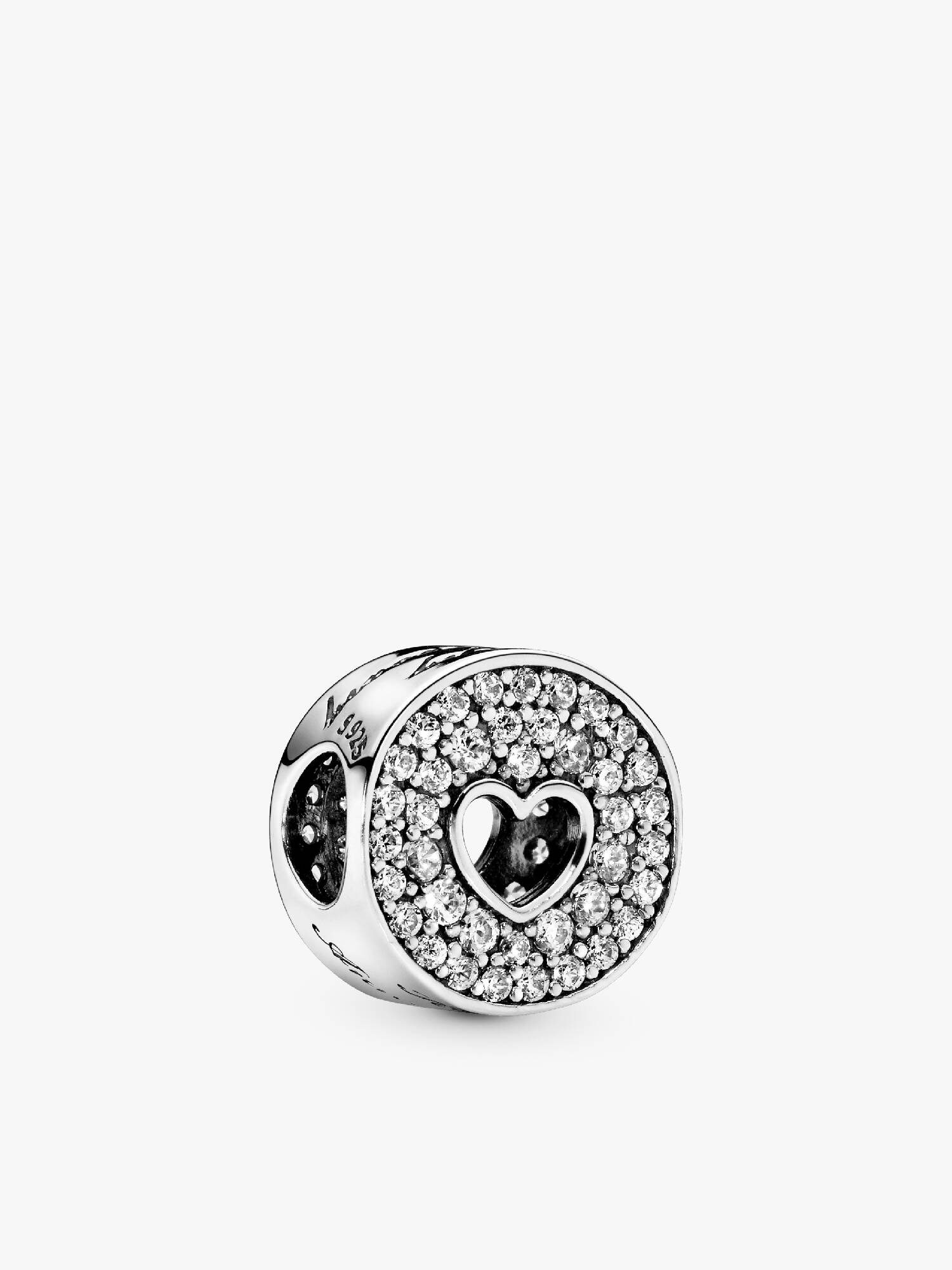 Happy Anniversary silver charm with clear cubic zirconia