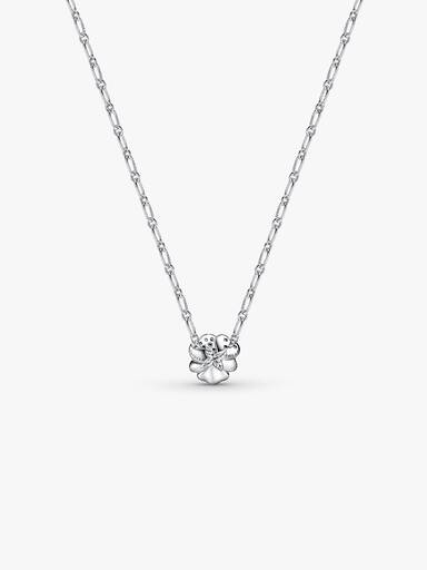 Blue Pansy Flower Pendant Necklace