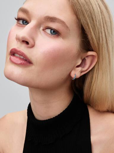 Light Blue Huggie Earrings