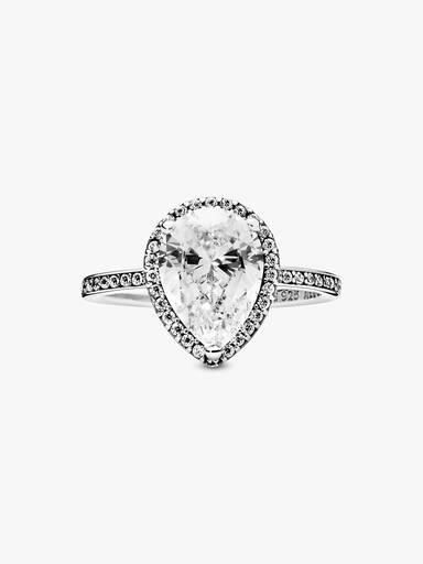Silver ring with clear cubic zirconia