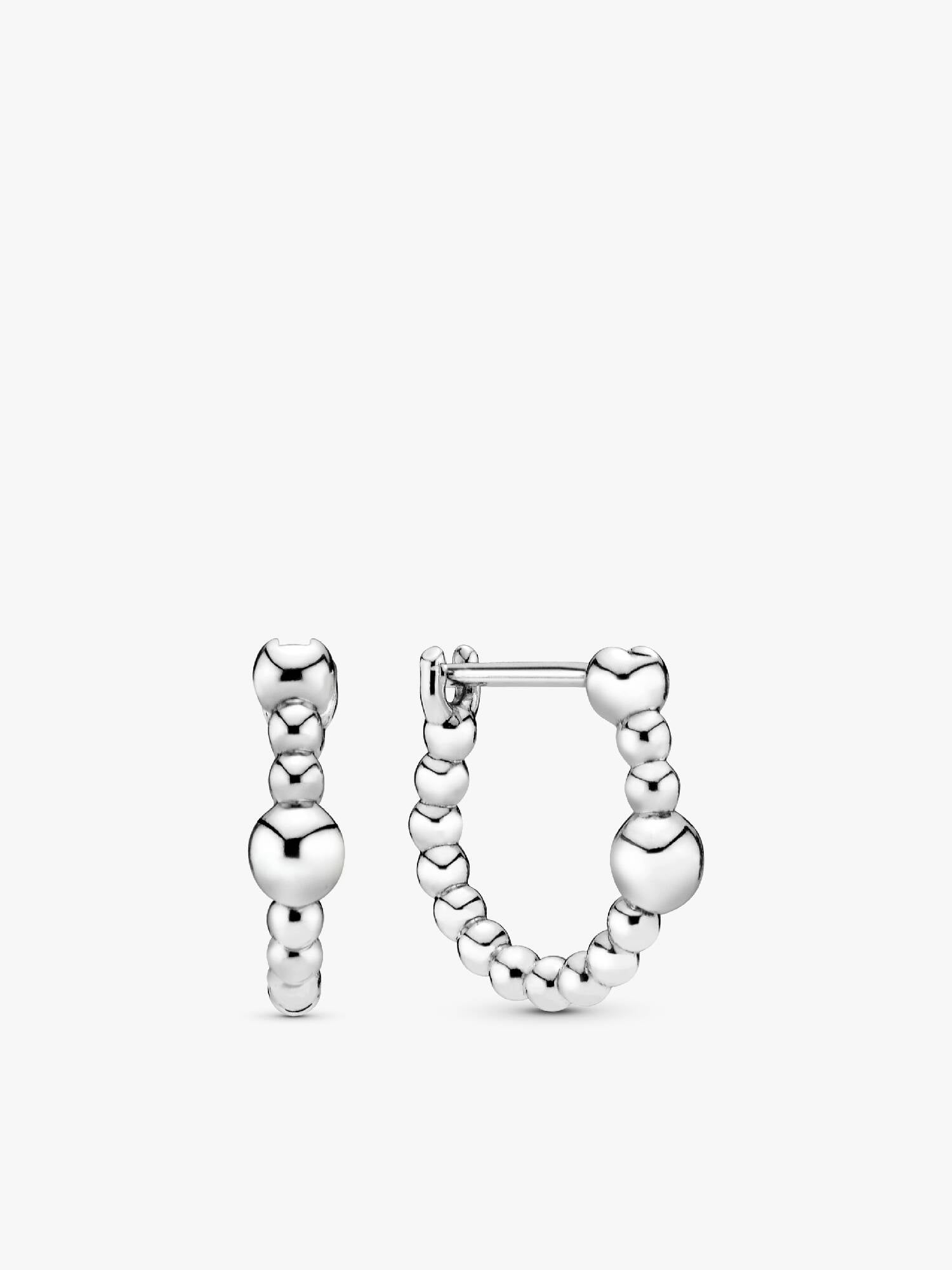 Beaded silver hoop earrings