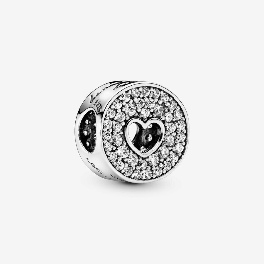 Happy Anniversary silver charm with clear cubic zirconia image number 0