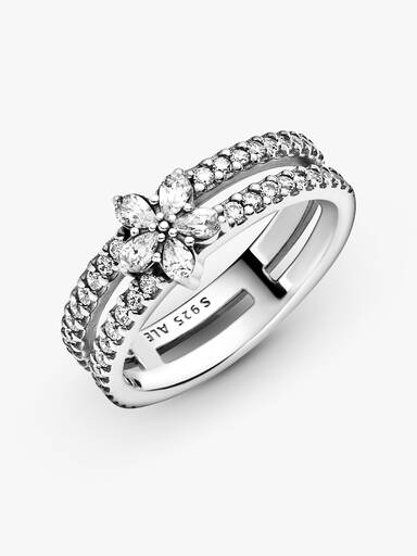 Sparkling Snowflake Double Ring
