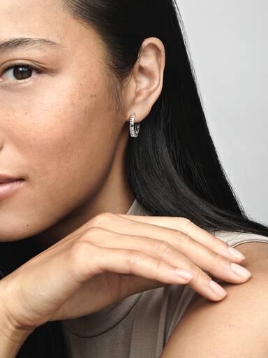 Pandora Signature Logo & Beads Hoop Earrings