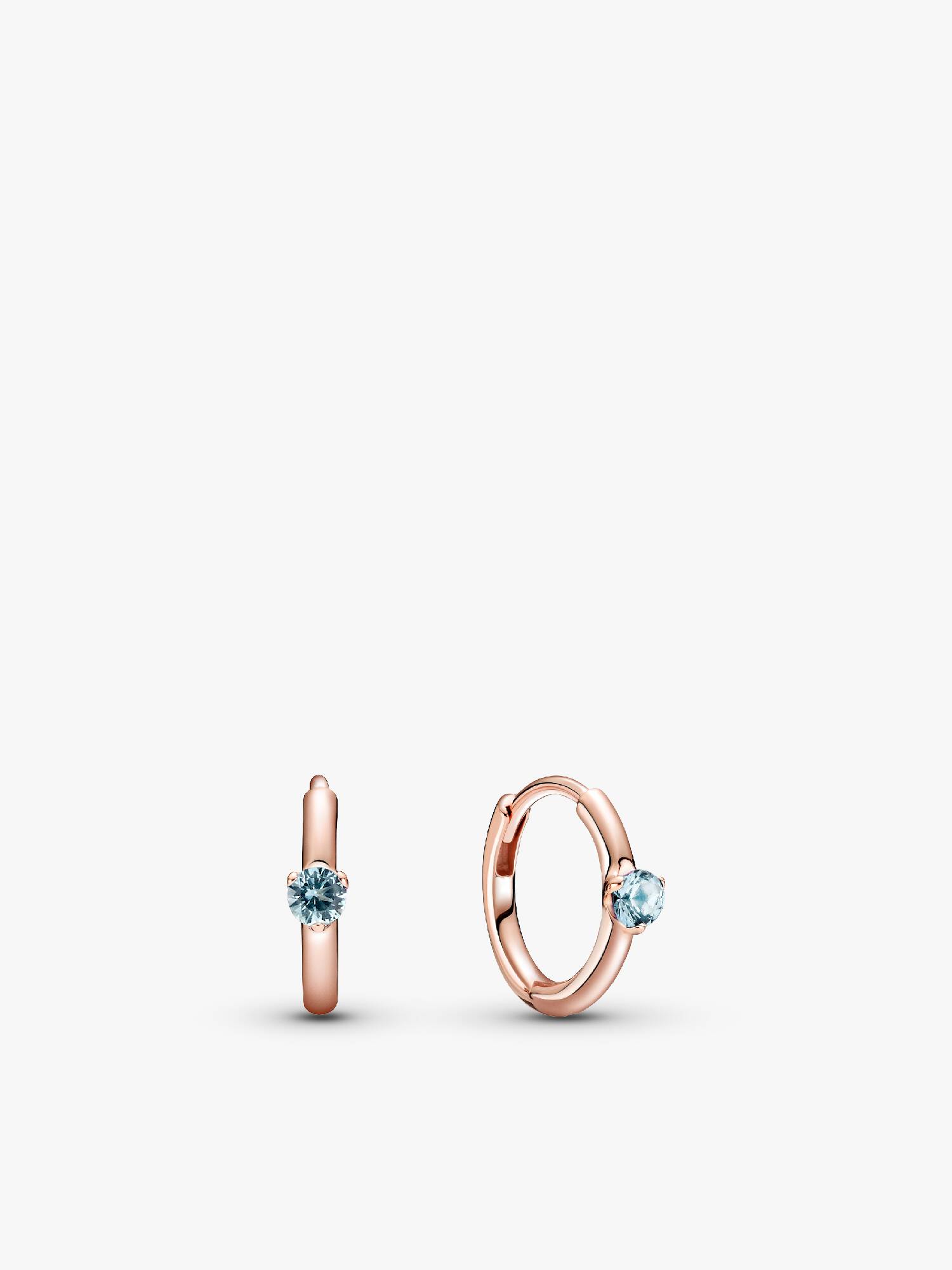 Light Blue Solitaire Huggie Hoop Earrings