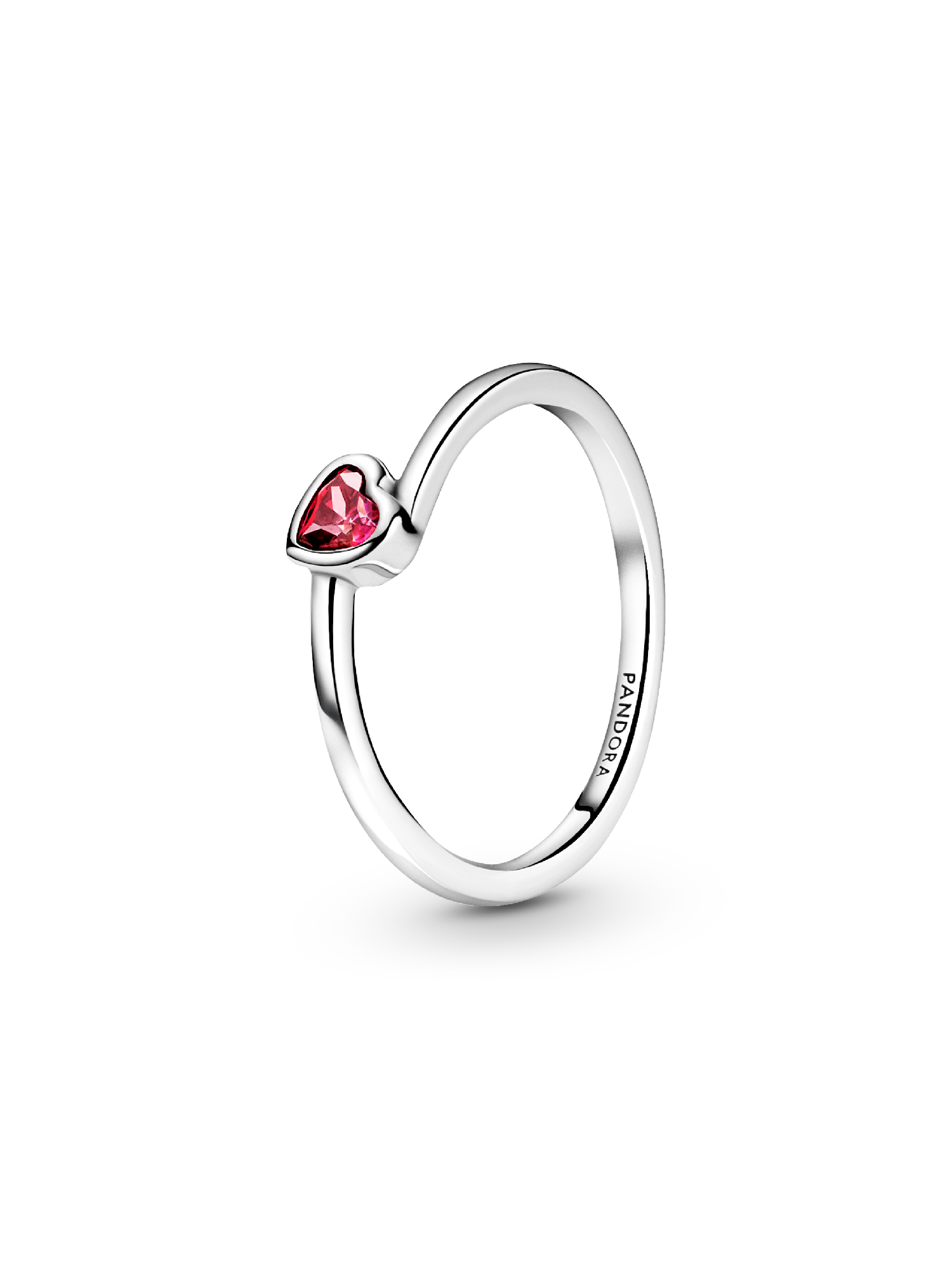 Red Tilted Heart Solitaire Ring | Sterling silver | Pandora ZA