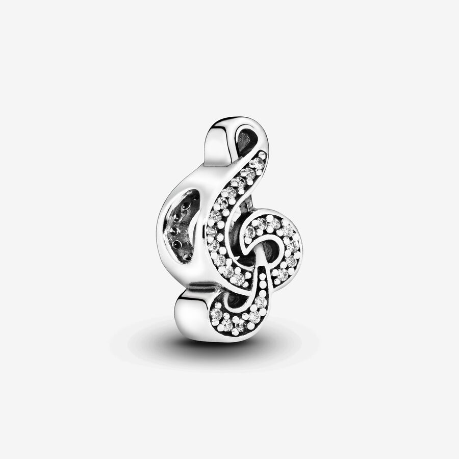 Clef silver charm with cubic zirconia image number 0