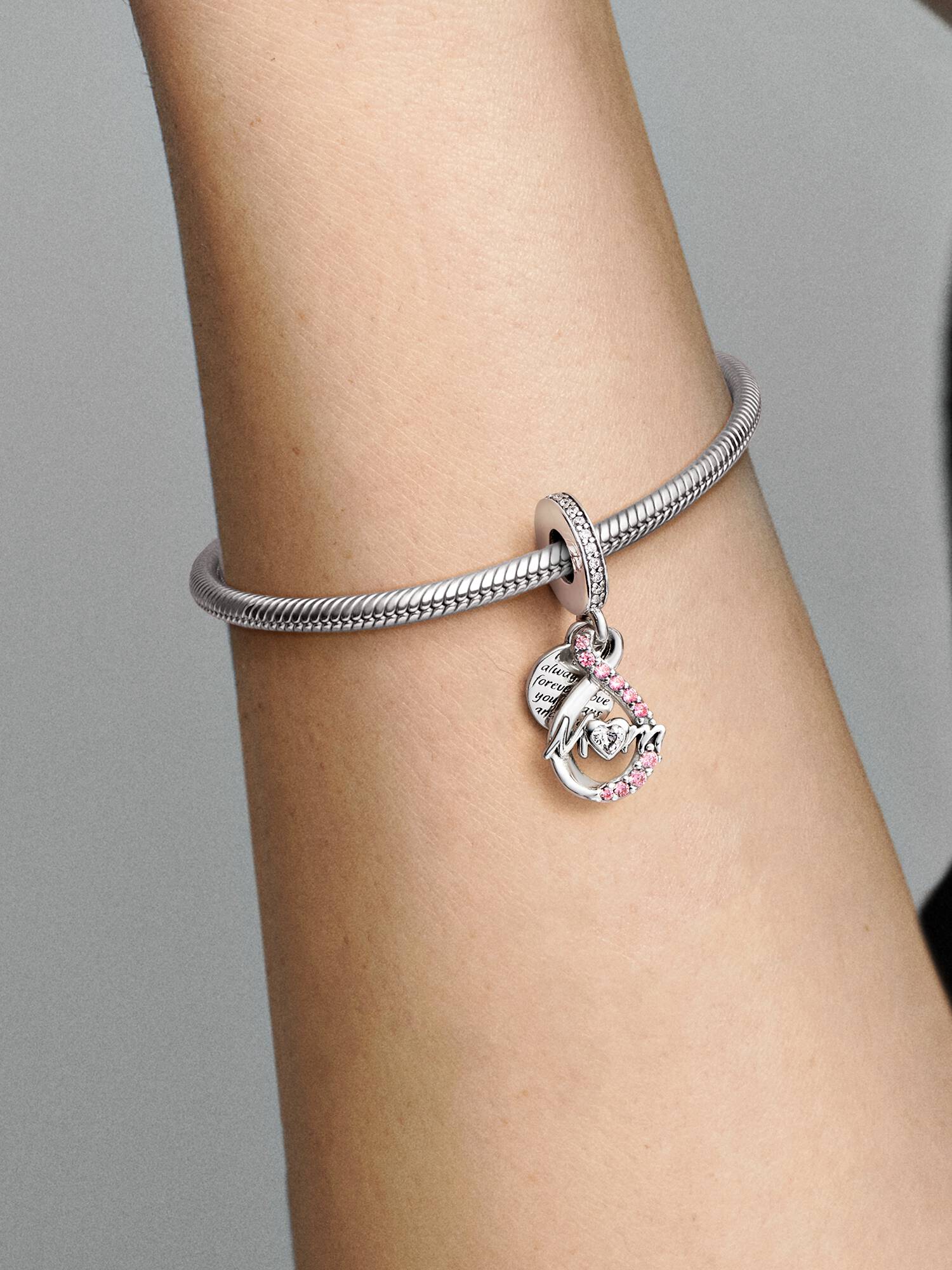 Mum Infinity Pavé Double Dangle Charm
