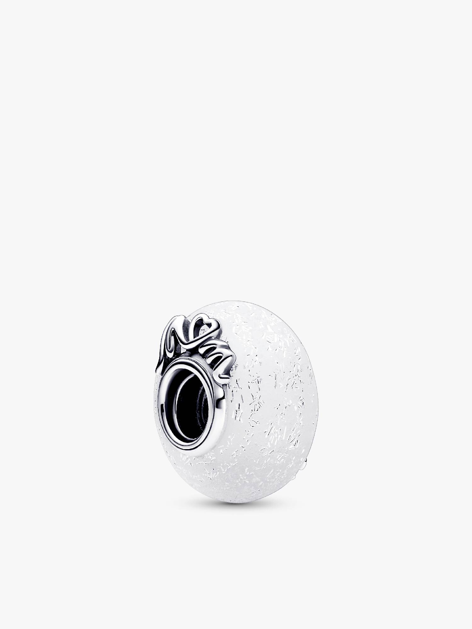 Glittery White Murano Glass Mum & Love Charm