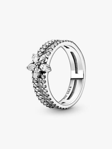 Sparkling Snowflake Double Ring